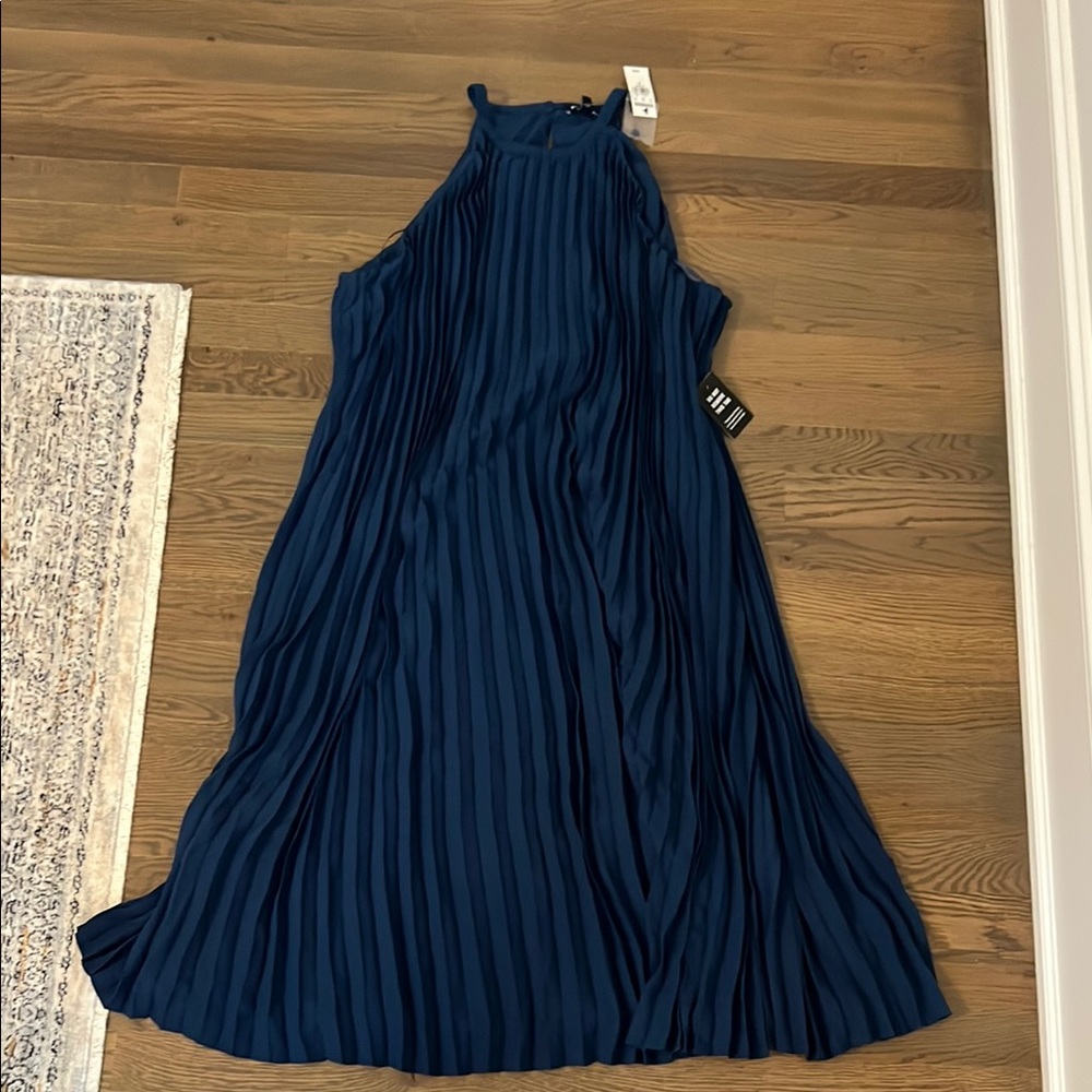 Express Blue Pleated Halter Maxi Dress
